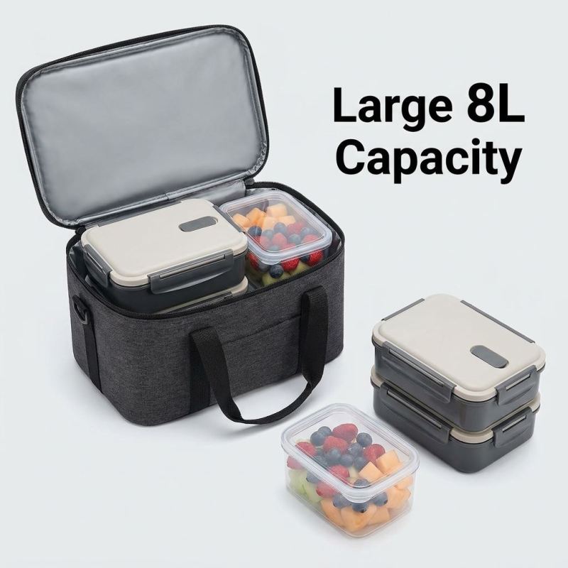 Large Capacity Thermal Meal Prep Tote for Office, School, and Picnic | Leakproof & Durable Oxford Fabric with Adjustable Shoulder Strap