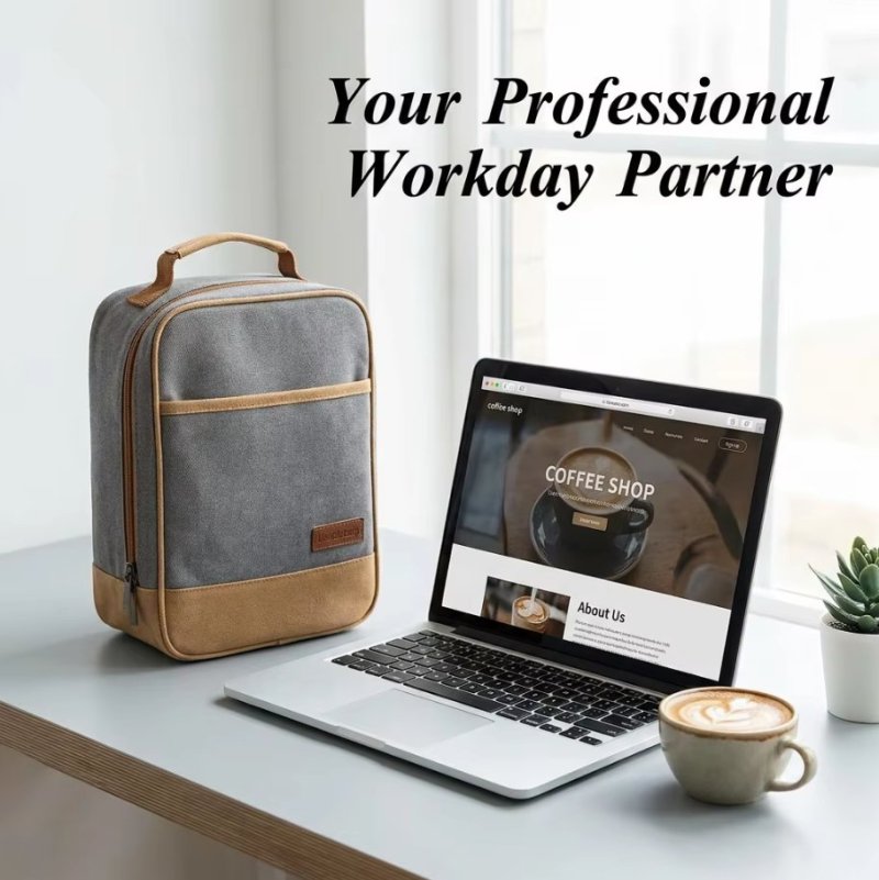 Premium Insulated Canvas Lunch Tote Bag, 8 Hours Hot & Cold Thermal Cooler Bag for Office Work & Daily Picnic