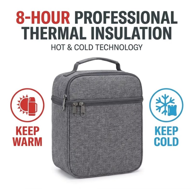 Premium Insulated Canvas Lunch Tote Bag, 8 Hours Hot & Cold Thermal Cooler Bag for Office Work & Daily Picnic