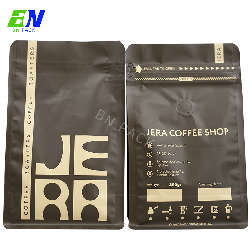 Platt bottenpåse för kaffete