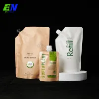 Confezione di carta kraft ricaricabile personalizzata Sapone per mani liquido Stand Up Refill Pouch Custodia per cosmetici ecologica