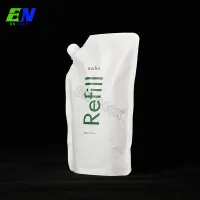 Confezione di carta kraft ricaricabile personalizzata Sapone per mani liquido Stand Up Refill Pouch Custodia per cosmetici ecologica