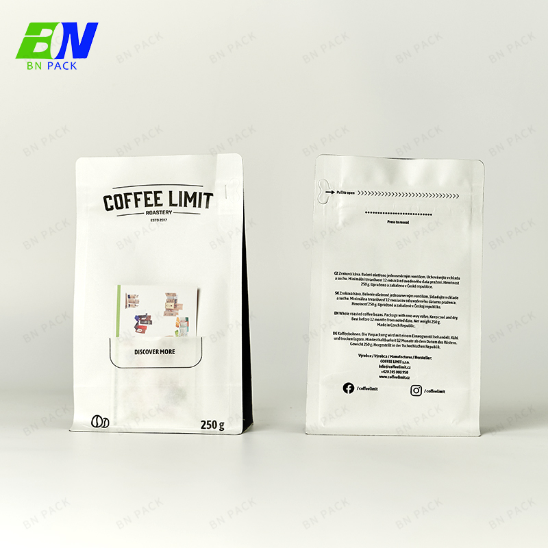 Gravure Printing Customized Design Flat Bottom Kraft Paper Ziplock Bags Coffee Bags With Valve,Zipper And Kraft Card