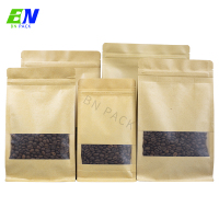 Water proof kraft paper block bottom bag for coffee beans packaging