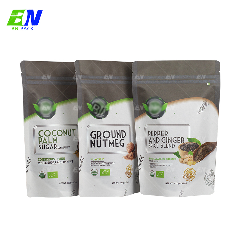 Poket boleh terbiodegradasi sepenuhnya kantung doypacks boleh kompos untuk pembungkusan makanan kering