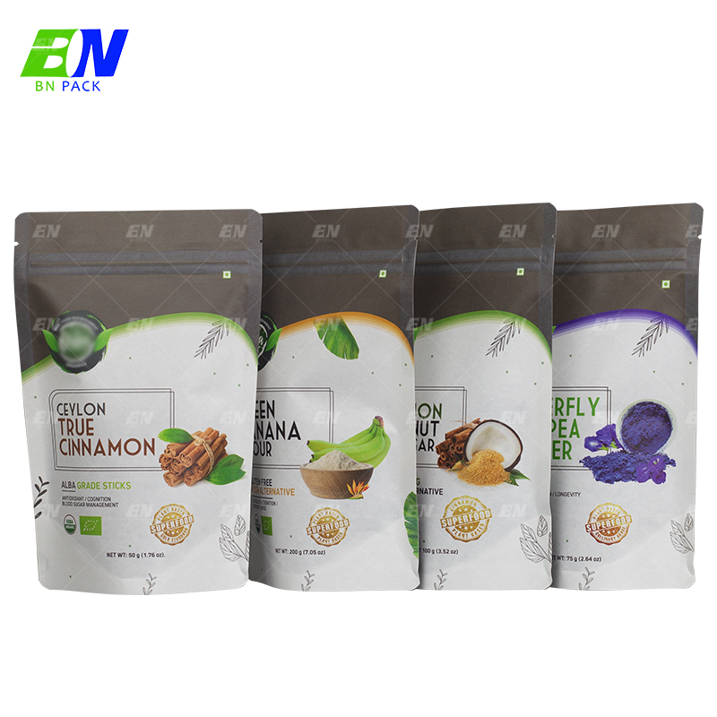 Poket boleh terbiodegradasi sepenuhnya kantung doypacks boleh kompos untuk pembungkusan makanan kering