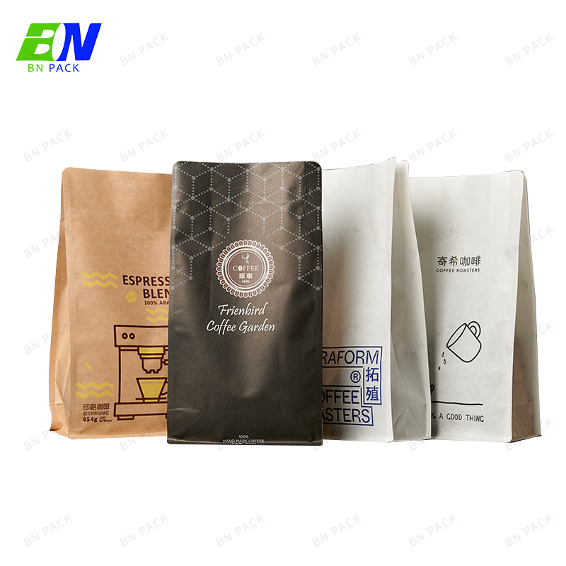 Kantung Pembungkusan Makanan Kertas Kraft Beg Kopi Berdiri Pembungkusan Beg Beg Poket Zip untuk Makanan