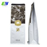 Ricicla i sacchetti di imballaggio per chicchi di caffè a fondo piatto con sigillo a otto lati stampati personalizzati da 250 g con valvola