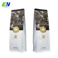 Ricicla i sacchetti di imballaggio per chicchi di caffè a fondo piatto con sigillo a otto lati stampati personalizzati da 250 g con valvola
