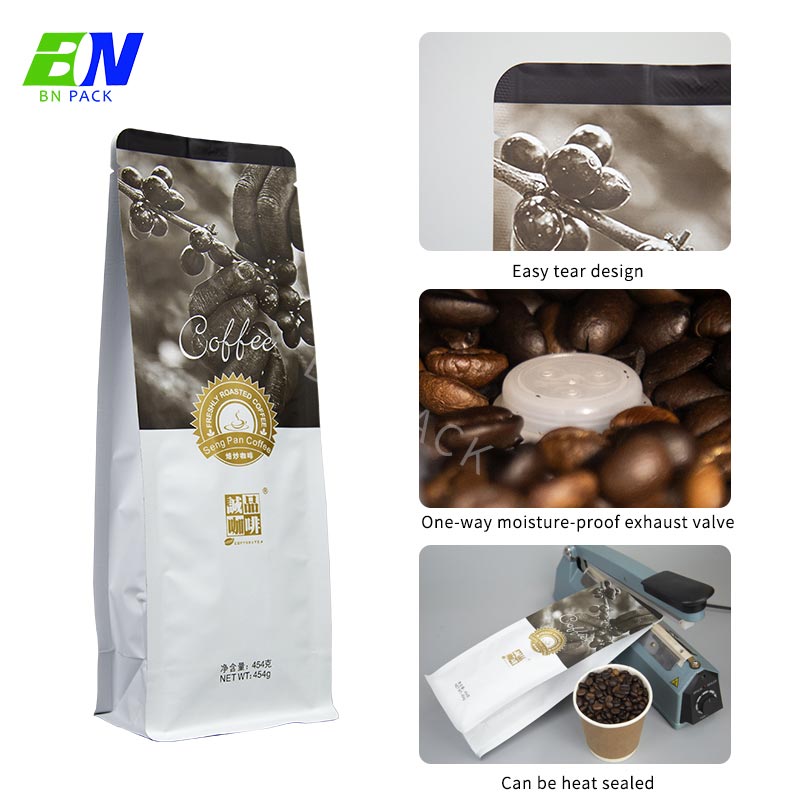 flat bottom coffee beans packaging bags