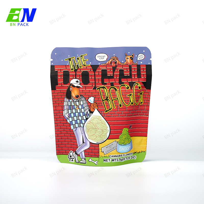 Sacchetto di cibo Doypack stampato personalizzato Soft Touch Borse in Mylar Borsa di cannabis con cerniera a prova di bambino