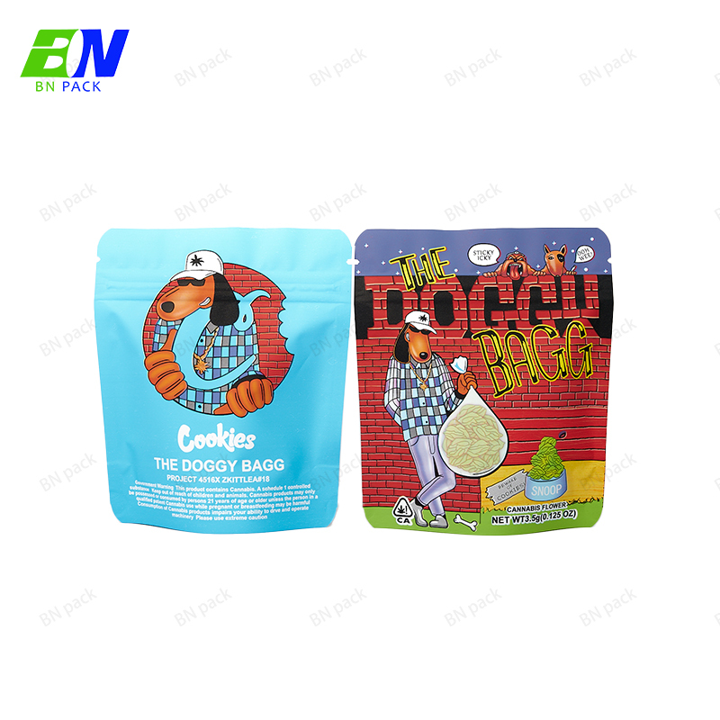 Sacchetto di cibo Doypack stampato personalizzato Soft Touch Borse in Mylar Borsa di cannabis con cerniera a prova di bambino