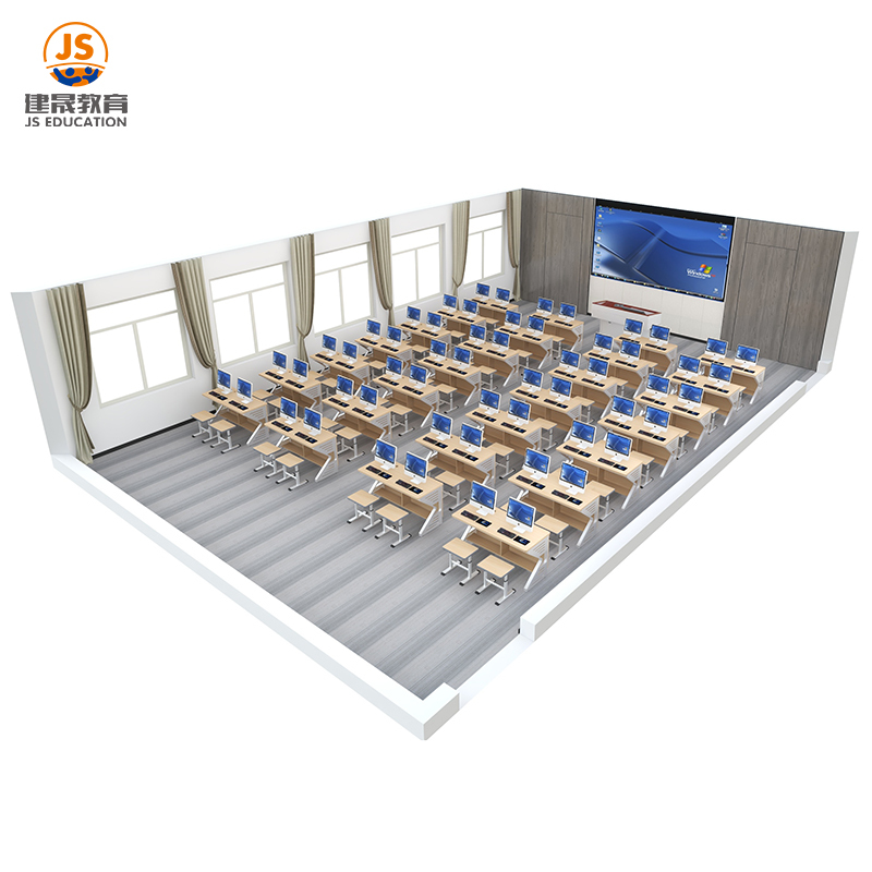 Scrivania e sedia per computer per aula scolastica doppia