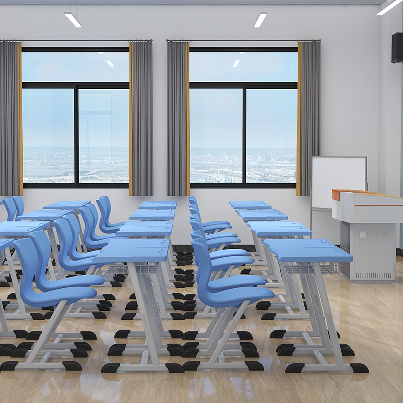 Ergonomisch gestaltete Schulmöbel mit Hakenfächern für Stifte
