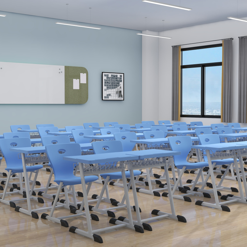 Ergonomisch gestaltete Schulmöbel mit Hakenfächern für Stifte