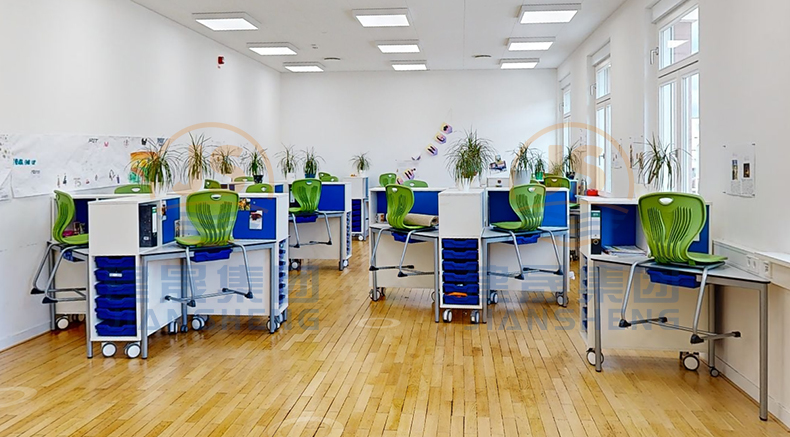 school desks and chairs