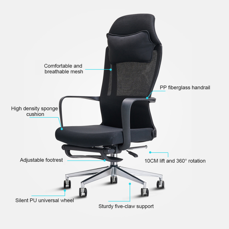 Ergonomischer Bürostuhl mit hoher Rückenlehne, Lehrer-Mittagessenstuhl