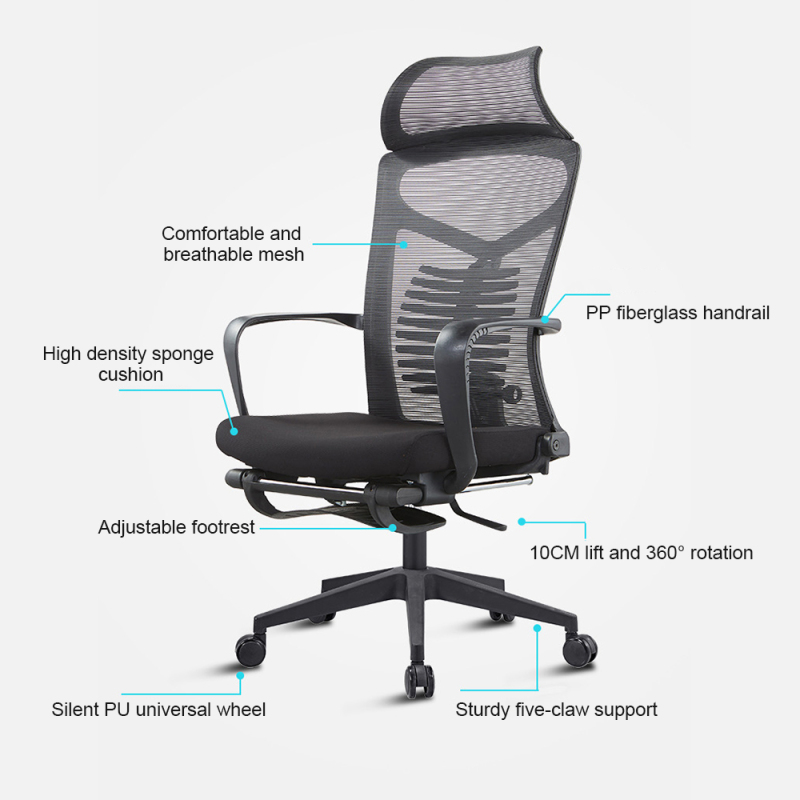 Irodai ebédszünet szék Magas háttámlájú hálós ergonomikus szék kerekekkel