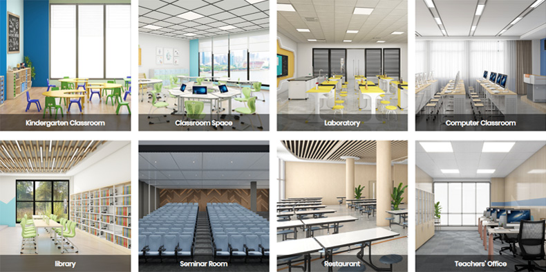 student desks and chairs