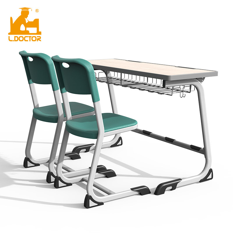 हाई स्कूल के छात्रों के लिए नॉक-डाउन डबल डेस्क और कुर्सी सेट