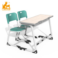 हाई स्कूल के छात्रों के लिए नॉक-डाउन डबल डेस्क और कुर्सी सेट
