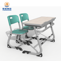 रोमानिया एडजस्टेबल स्टील-वुड डबल स्कूल डेस्क और कुर्सी