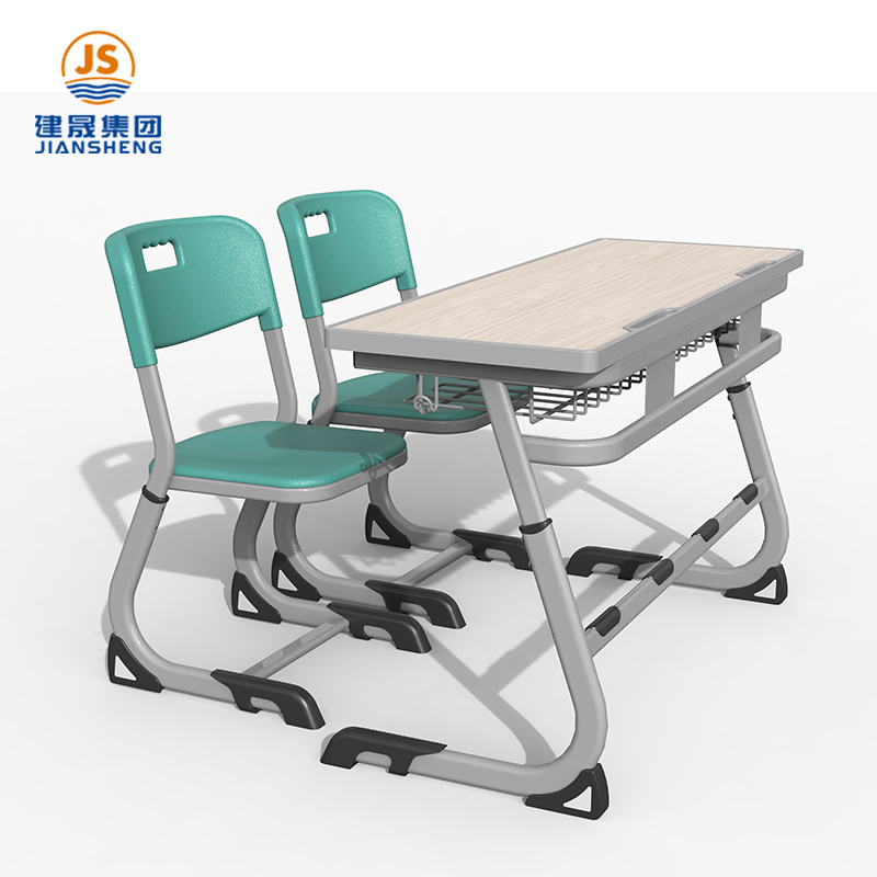 रोमानिया एडजस्टेबल स्टील-वुड डबल स्कूल डेस्क और कुर्सी