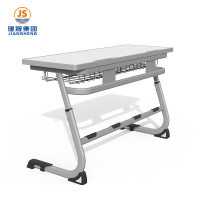 रोमानिया एडजस्टेबल स्टील-वुड डबल स्कूल डेस्क और कुर्सी