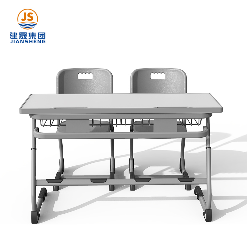 रोमानिया एडजस्टेबल स्टील-वुड डबल स्कूल डेस्क और कुर्सी