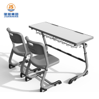 रोमानिया एडजस्टेबल स्टील-वुड डबल स्कूल डेस्क और कुर्सी