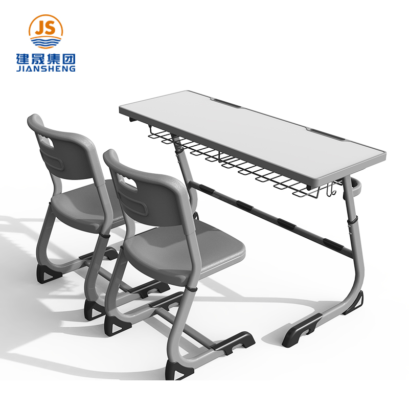 रोमानिया एडजस्टेबल स्टील-वुड डबल स्कूल डेस्क और कुर्सी