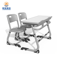 रोमानिया एडजस्टेबल स्टील-वुड डबल स्कूल डेस्क और कुर्सी