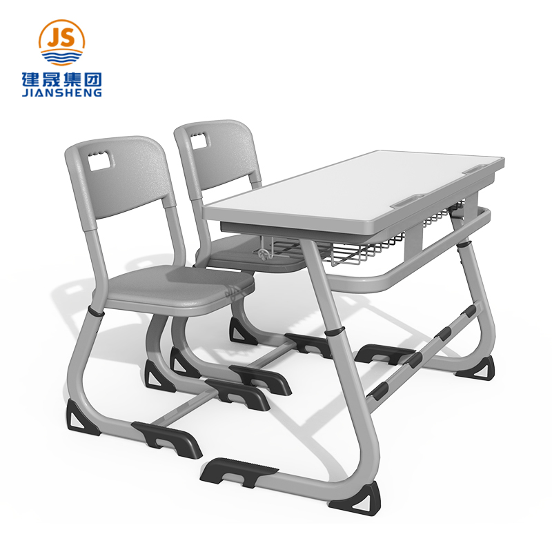 रोमानिया एडजस्टेबल स्टील-वुड डबल स्कूल डेस्क और कुर्सी