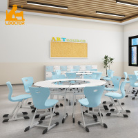 Set di scrivania e sedia trapezoidali per studenti, arredamento scolastico per l'Oman