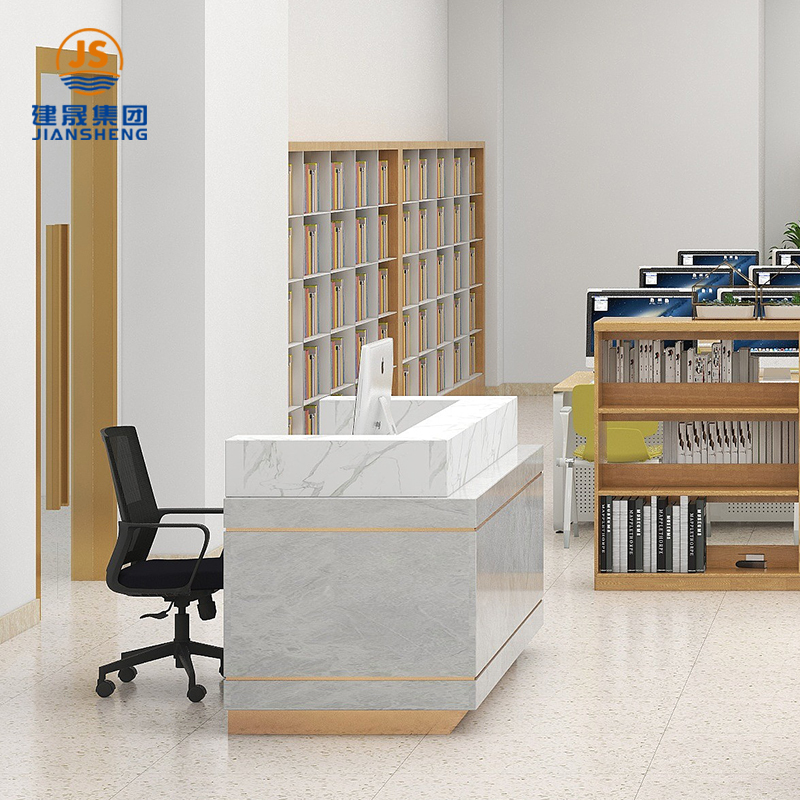Banco reception per biblioteca con spazio di archiviazione per biblioteche pubbliche e scolastiche