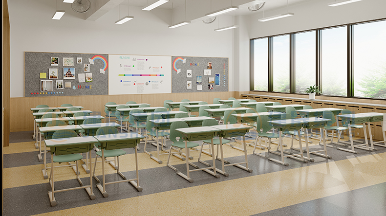 school desks and chairs