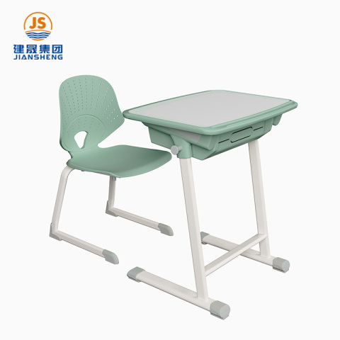 Conjunto de mesas y sillas escolares duraderas para mobiliario de aula.