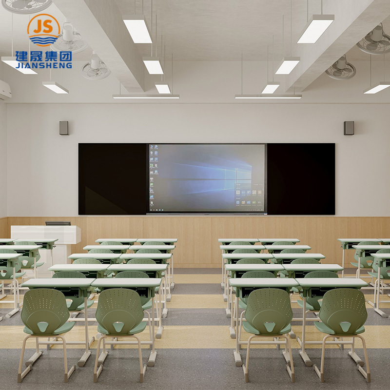 Conjunto de mesas y sillas escolares duraderas para mobiliario de aula.