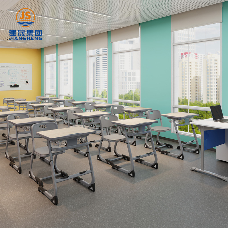 Mittlere Belegung, Einzeltisch und Stuhl für Studierende, Einzelplatz im Studentenzimmer.