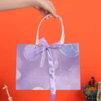 Sacs en papier cadeau pourpre de luxe ruban cravate noeud