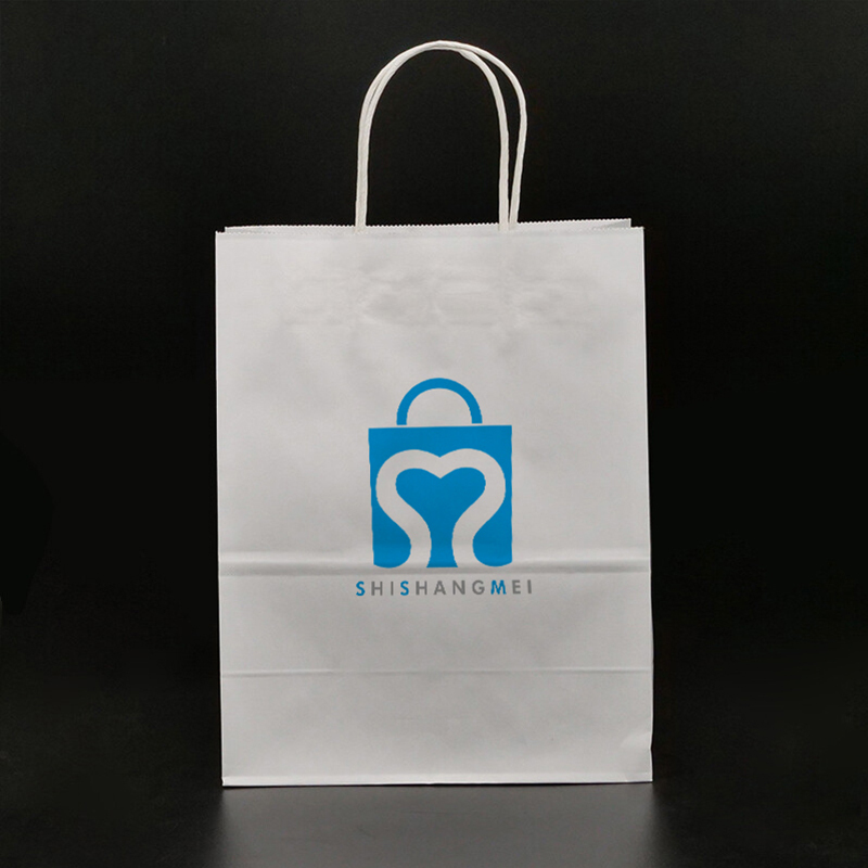 Grands sacs à provisions en papier brun blanc recyclables 100% écologiques avec poignées