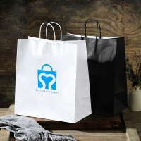 Personnalisez votre propre logo sacs à provisions en papier kraft blanc avec poignées