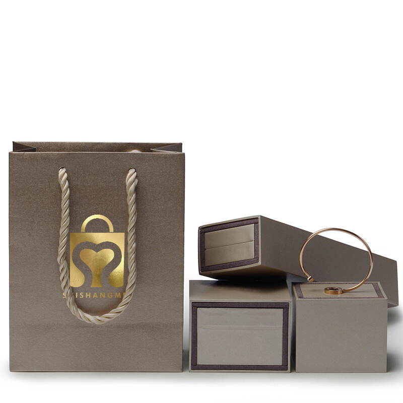 Personalized Small brown Jewelry Gift Packaging Paper bag with twisted handles