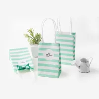Sacs en papier cadeau imprimés rayés rouges noirs et blancs avec poignées