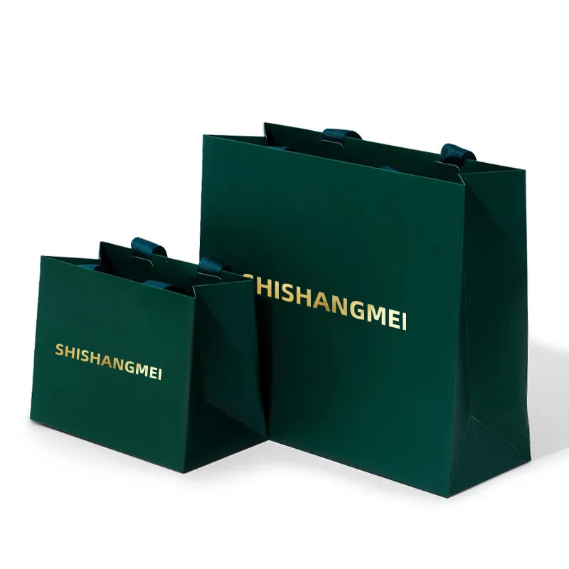 FSC-Zertifizierung hohe Qualität individuelles Design schwarz weiß kleine Schmuckuhr Parfüm Beauty Shopping Papiertüte mit Bandgriff