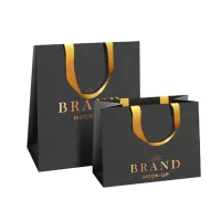 FSC-Zertifizierung hohe Qualität individuelles Design schwarz weiß kleine Schmuckuhr Parfüm Beauty Shopping Papiertüte mit Bandgriff