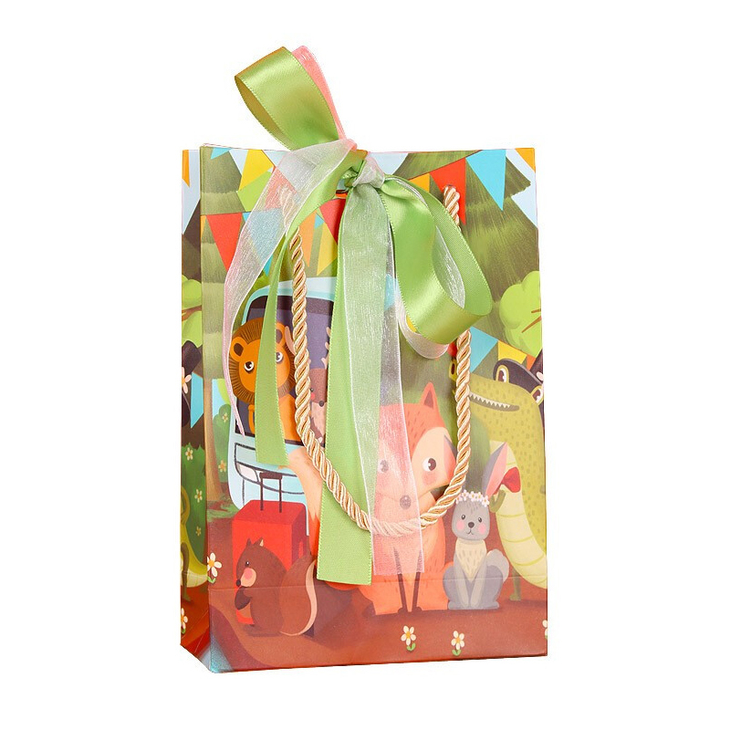 Sac de traitement de papier de goodie de cosmétiques de luxe de vente entière avec l'arc de ruban