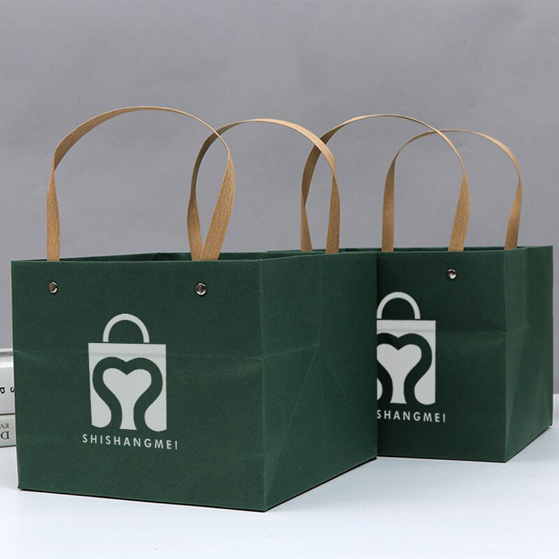 Yeniden kullanılabilir Thinken kare alt çiçek kutusu Kraft Kağıt taşıma Çantası