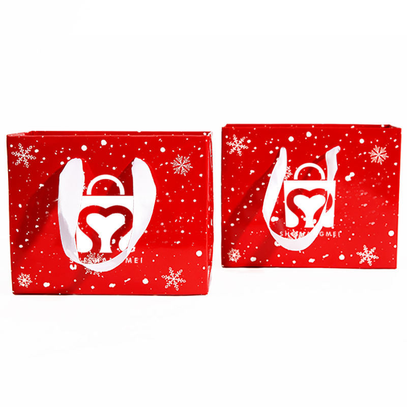 Fancy large waterproof square bottom Marry Christmas flower Paper Bag