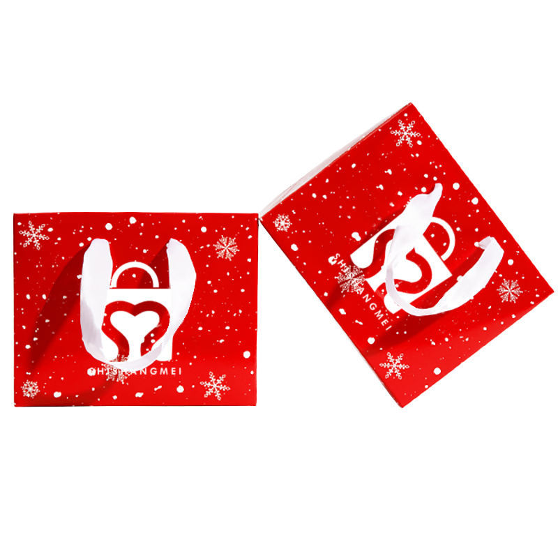 Fancy large waterproof square bottom Marry Christmas flower Paper Bag